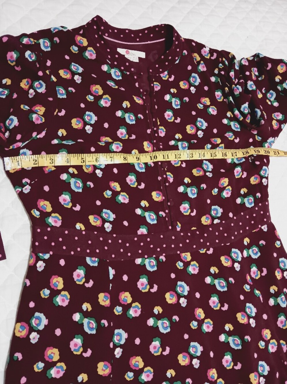 BODEN Women's Floral Burgundy Button-Front Dress Size 12 - Picture 11 of 16